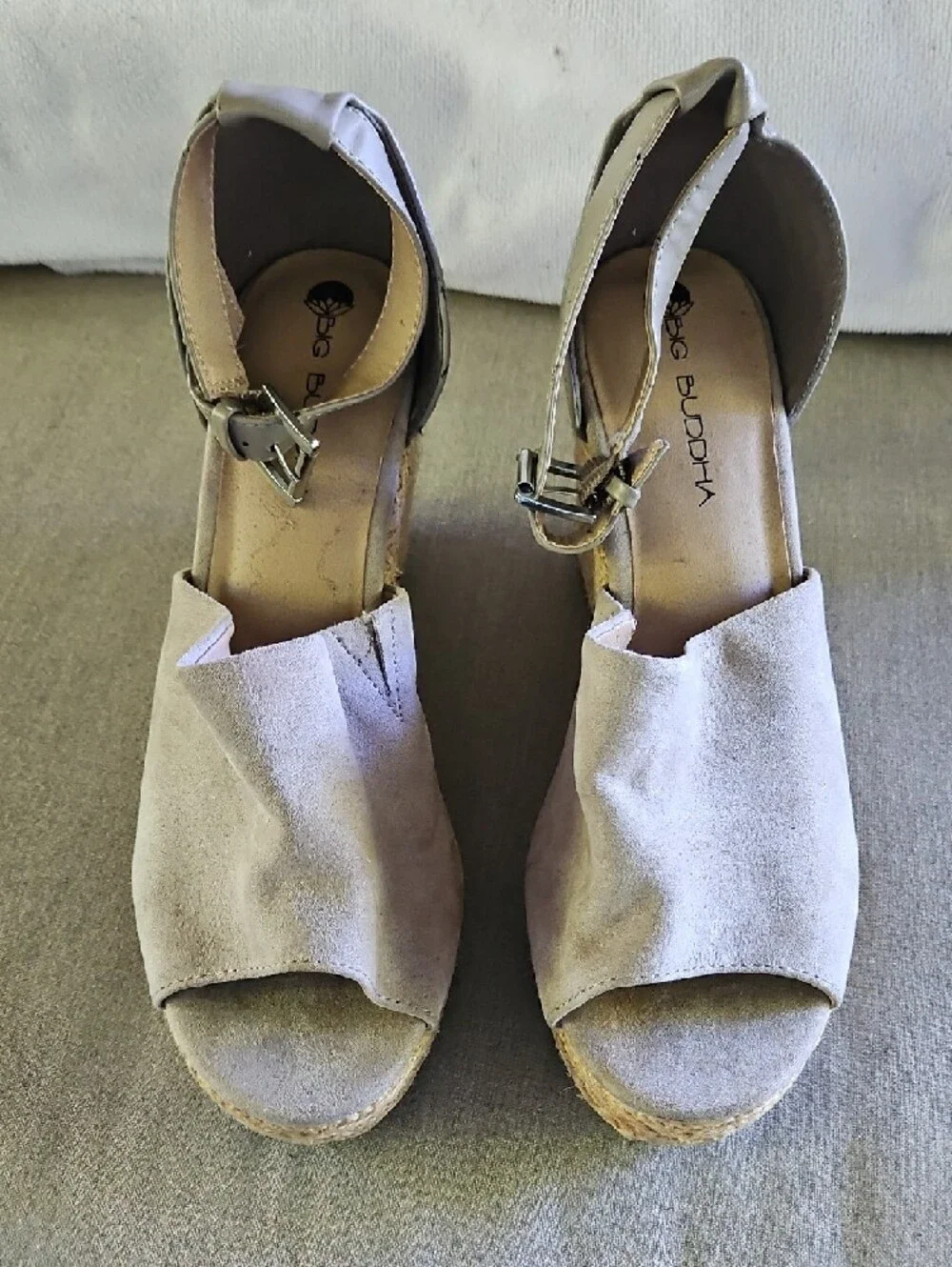Big Buddha Taupe Espadrille Wedge Sandals with Ankle Strap 11